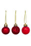 6 Pieces 4 cm Red Christmas Ball Set in Glittery & Matte & Shiny Colors - 3