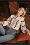 Women's Loose Fit Cotton Blouse with Cross-Stitch Embroidery (PLEASE ORDER ONE SIZE SMALLER) - 2