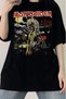 Black Color Iron Maiden Printed Unisex Oversize Metal T-shirt - 2