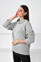 A.Grey Turtleneck Cashmere Long Sleeve Women's Knitwear Sweater - 3