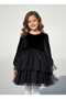 Girls' Long Sleeve Velvet Tulle Puffy Evening Dress - 2