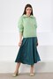 Green Zippered Half Turtleneck Oversized Women's Knitwear Sweater - 2