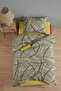 100% Cotton Single Duvet Cover Set with Elastic Fitted Sheet, Green Striped