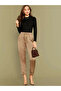Women's Black Crew Neck Long Sleeve Sandy Fabric Snap Fastener Bodysuit - 2