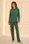 Katebush 100% Cotton Long Sleeve Women's Green Pajama Set - 4