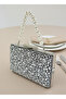 Luxury Black Suede 5 Size Silver Pearl Crystal Stone Embroidered Evening Dress Bag |   And Night Clutch - 2