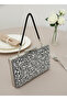Luxury Black Suede 5 Size Silver Crystal Stone Embroidered Evening Dress Bag |   And Night Clutch - 2