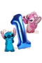 Lilo Stitch and Angel Balloon Set 1 Year Old 3 Piece Navy Blue Number Balloon Birthday Party Set - 2