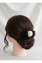 Pearl and Flower Clip Barrette - Black White Gray 3 Colors - Luxury Evening Dress Hair Accessory - 5