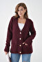 Women's V-Neck Button Closure Wool Blend Fleece-Lined Oversized Knitwear Cardigan 8641Sw - 5