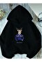 Deer Printed Hooded Fleece-Lined Sweatshirt