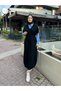 Poplin Detailed Knitwear Dress - Black
