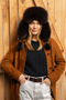 قبعة شتوية من الجلد الطبيعي Ushanka للنساء