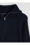 Navy Blue Polo Collar Knitwear Dress - 6