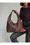 Women's Suede Wide Large Size Shopper Shoulder Bag and Handbag - 3