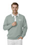 Men's Mint Green Relax Fit Fleece Lined Polo Neck Sweatshirt – Cotton Thick Sweatshirt 2600762 - 2