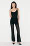 Latido Women's Stylish Black Blouse with Detachable Collar, Tulle with Stone Detailing, Lined Straps - 4