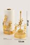 Gold Metal Flower Patterned Paper Towel Holder - Napkin Holder - Decorative Kitchen Accessory - 2