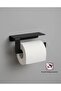 Toilet Paper Roll Holder Self-Adhesive with Phone Shelf Toilet Paper Roll Holder Matte Black - 2
