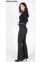 Women's Black Flared High Waist Tapered Leggings Pants - 3