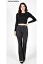 Women's Black Flared High Waist Tapered Leggings Pants - 2