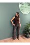 100% Cotton Leopard Straight Jean Brown - 3