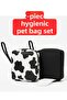 2-Pack Women's Sanitary Pad Storage Bag - Black and Cow Pattern Pad Organizer - 10X14X3 cm