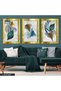 Wavy Lines and Colorful Leaves 3 Piece Gold Plexi Mirror Painting - 2