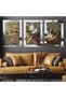 Oil Painting Look Gold Leaf Flower 3 Piece Silver Plexi Mirrored Painting - 2