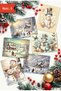 6-Piece Glitter Christmas Postcard Set New Year Winter Landscape Snowman Santa Claus Nostalgia