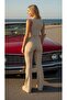 Women's Beige Stretch Fabric Stretchy Stretch Fabric High Waist Spanish Jeans Trousers - 4