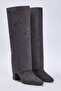 Anthracite Suede 2 Different Uses Both Boots and Boots Women's 7.5 cm Block Heel Boots Takaw26Cz00027 - 3