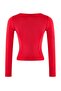 Kırmızı Önü Full Çıtçıtlı Fitted/Vücuda Oturan Örme Bluz TWOAW26BZ00193 - 6