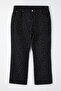 Siyah Süet Görünümlü Leopar Desenli Yüksek Bel Wide Leg/Geniş Paça Büyük Beden Jeans TBBAW26CJ00045 - 2