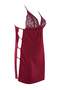 Koyu Vişne Pencere/Cut Out Detaylı İp Askılı Örme Büyük Beden Babydoll TBBAW25DH00000 - 3