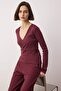 Bordo Anvelop Wideleg/Geniş Paça Örme Alt-Üst Takım TWOAW26AU00030 - 2
