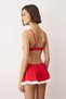 Red 3-Piece New Year Themed Plush Detailed Tulle Thong Panty Lingerie Set Thmaw26Cc00032 - 4