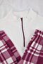 Beyaz-Bordo Fermuarlı Yumuşak Waffle Örme Pijama Takımı THMAW26PT00186 - 7