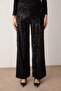 Siyah Wide Leg/Geniş Paça Örme Payet Şık/Gece Pantolon TPRAW26PL00005 - 3