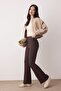 Koyu Kahverengi Flare İspanyol Paça Bootcut  Dokuma Pantolon TOFAW19BB0581 - 6