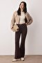Koyu Kahverengi Flare İspanyol Paça Bootcut  Dokuma Pantolon TOFAW19BB0581 - 5