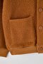 Camel Oversize/Geniş Kesim V Yaka Düğmeli Dokulu Kalın Hırka TMNAW26HI00004 - 5