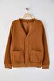 Camel Oversize/Geniş Kesim V Yaka Düğmeli Dokulu Kalın Hırka TMNAW26HI00004 - 4