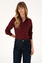 Women's Burgundy Long Sleeve Basic Shirt 50316518-Vr177