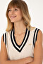 Women's Cream V-Neck Sweater 50297131 -Vr071 - 2
