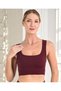 Women's Burgundy Breast Gathering Seamless Seamless Thick Strap Padded Sports Bra Sports Athlete - 2