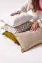 Yellow and White Floral Motif Curly Textured Throw Pillow Cover - 4