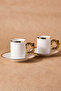 Cihangir Gold 2-Person Porcelain Coffee Cup Set