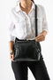 Washed Leather Clip-On Zippered 3 Compartment Scholarship Shoulder Bag Black Model: (571-13t) - 2