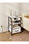 Bedside Table with Charging Station, Multifunctional Nightstand with Fabric Drawer & Adjustable Feet